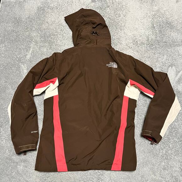 The North Face Coat Womens Medium Hyvent 3 in 1 Ski Winter Hooded Jacket Brown - Picture 4 of 11